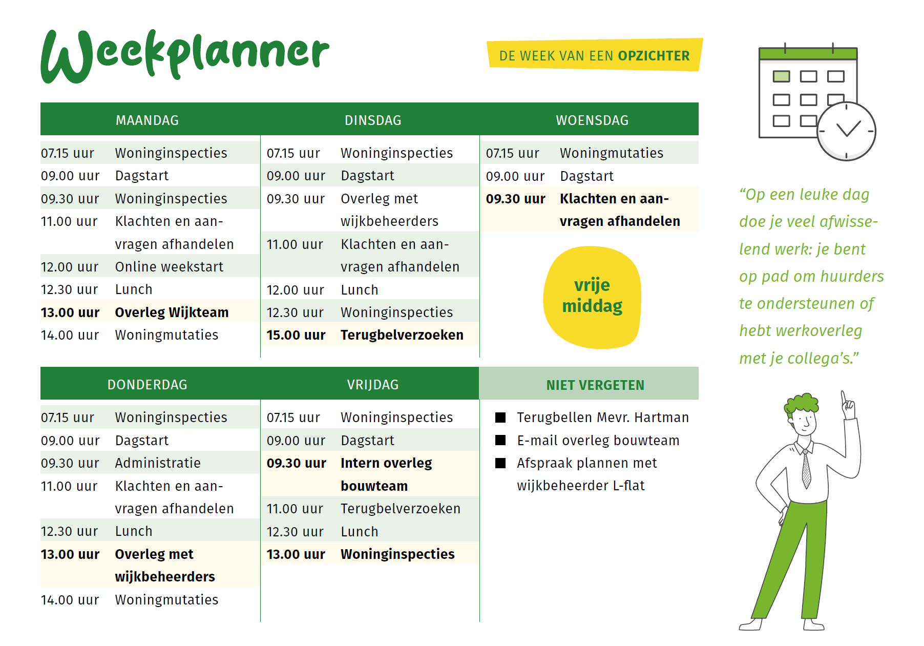 Weekplanner opzichter